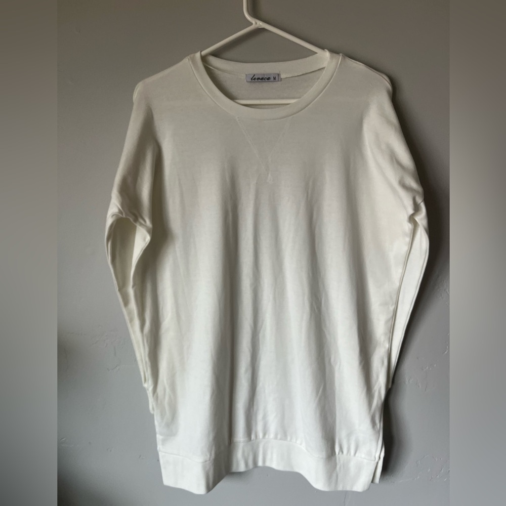Cream Tunic Top with Rounded Neckline